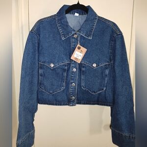 Denim Blue Cropped Jacket